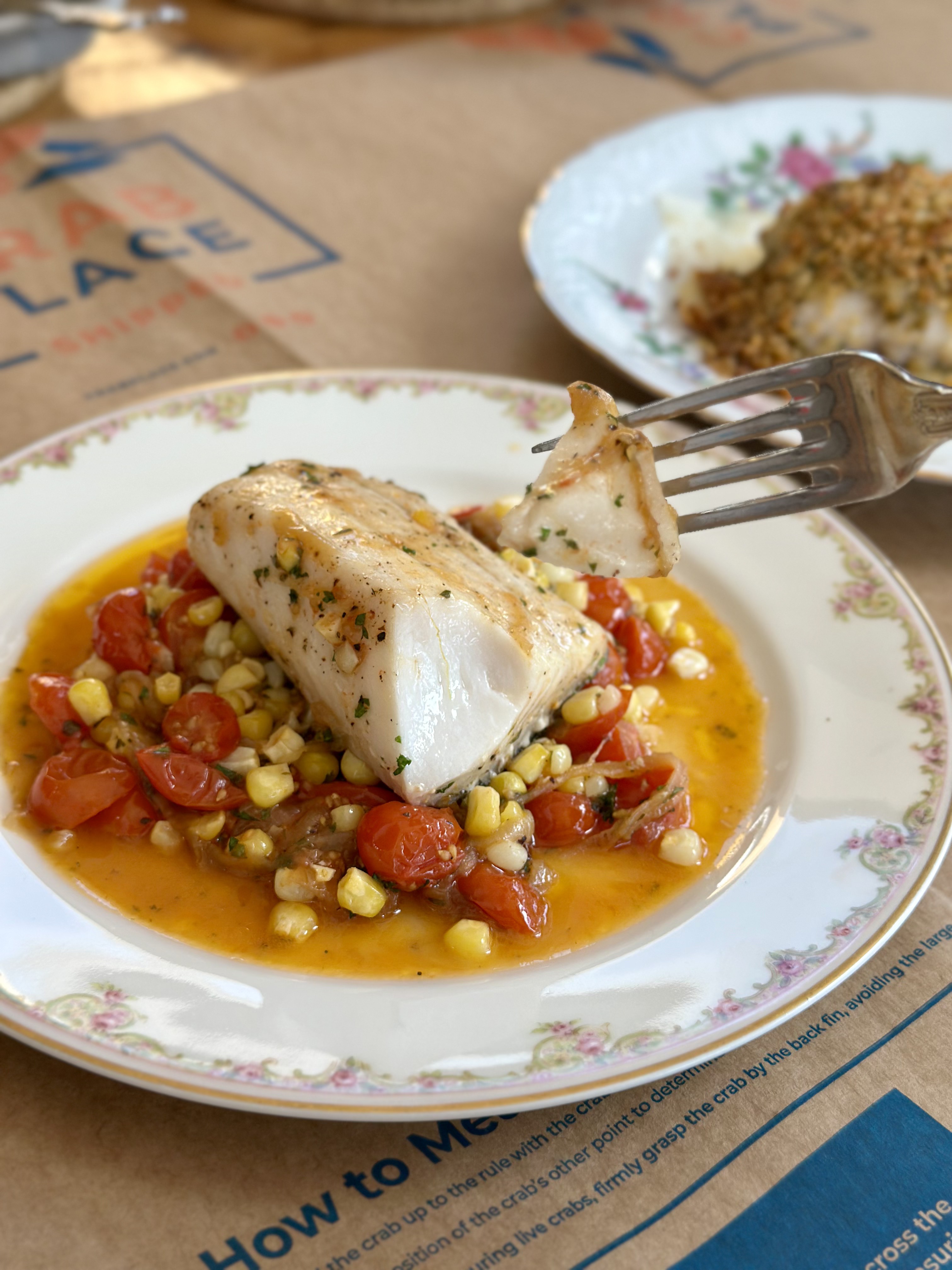 Baked Black Cod with Summer Corn & Tomatoes (2)
