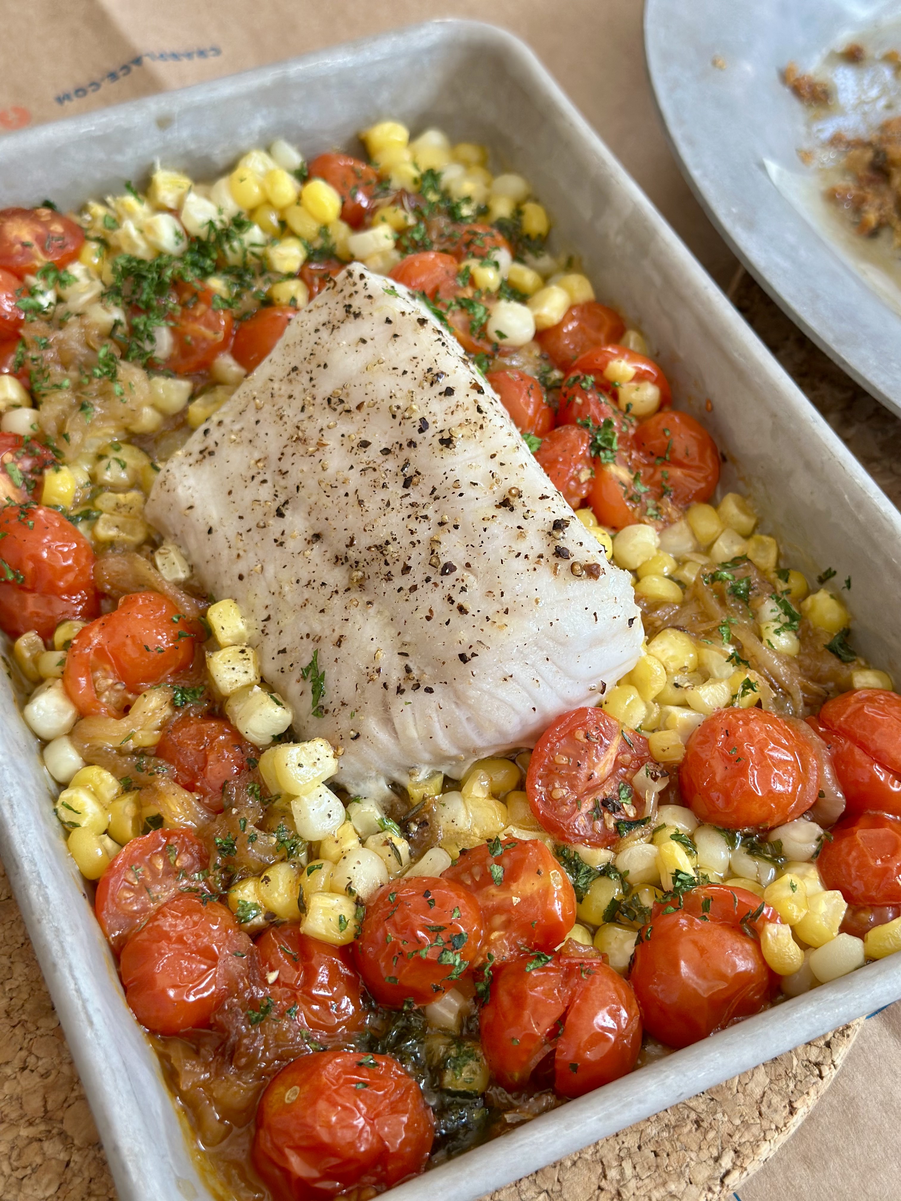 Baked Black Cod with Summer Corn & Tomatoes (3)
